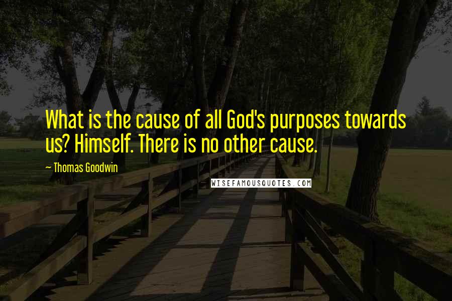 Thomas Goodwin Quotes: What is the cause of all God's purposes towards us? Himself. There is no other cause.