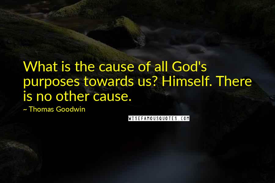 Thomas Goodwin Quotes: What is the cause of all God's purposes towards us? Himself. There is no other cause.