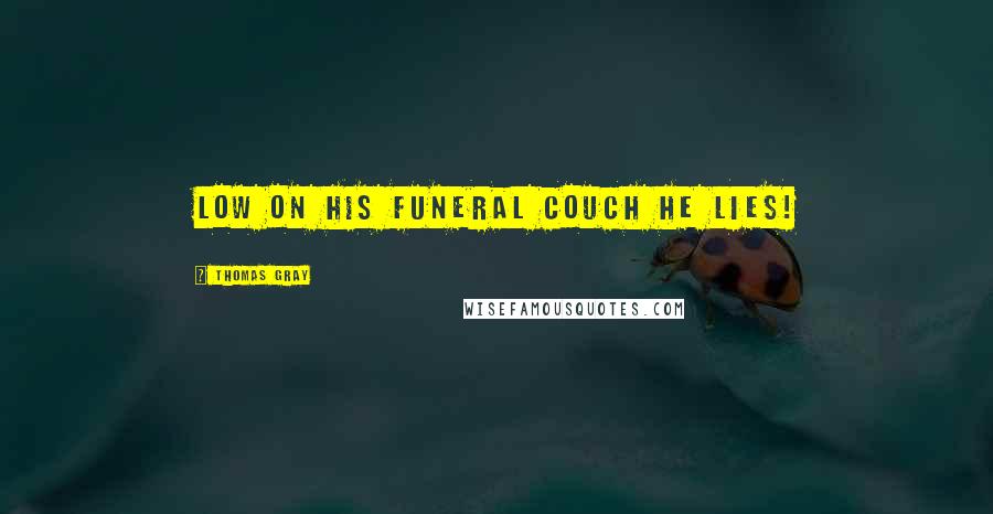 Thomas Gray Quotes: Low on his funeral couch he lies!