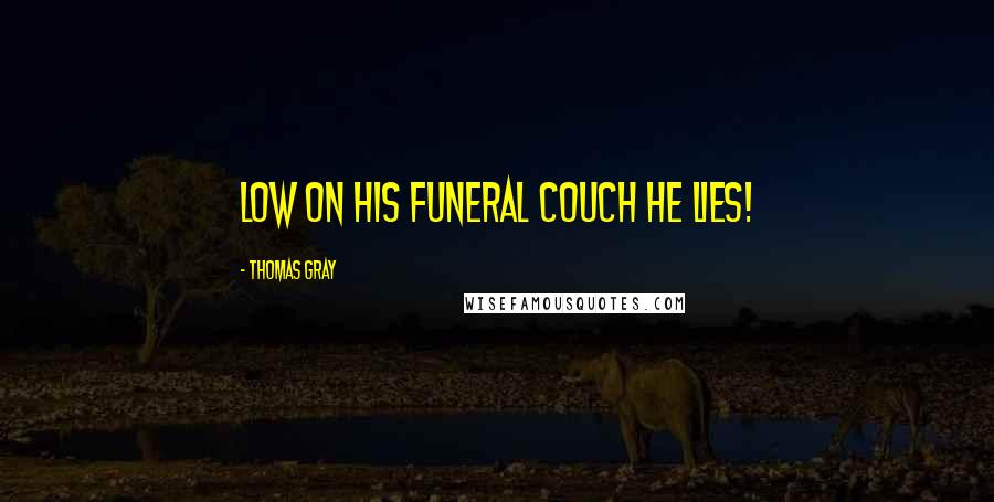 Thomas Gray Quotes: Low on his funeral couch he lies!