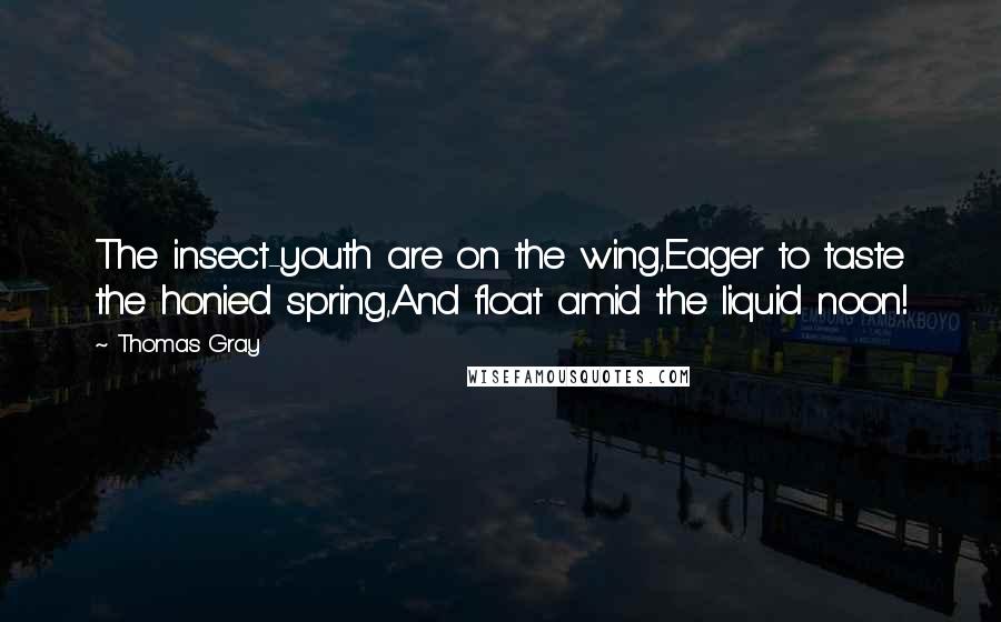 Thomas Gray Quotes: The insect-youth are on the wing,Eager to taste the honied spring,And float amid the liquid noon!