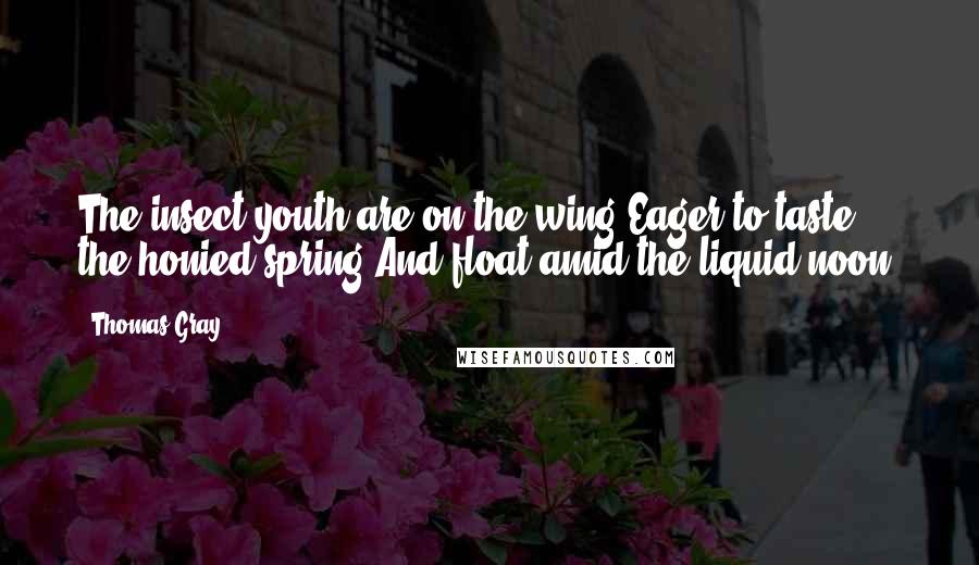 Thomas Gray Quotes: The insect-youth are on the wing,Eager to taste the honied spring,And float amid the liquid noon!