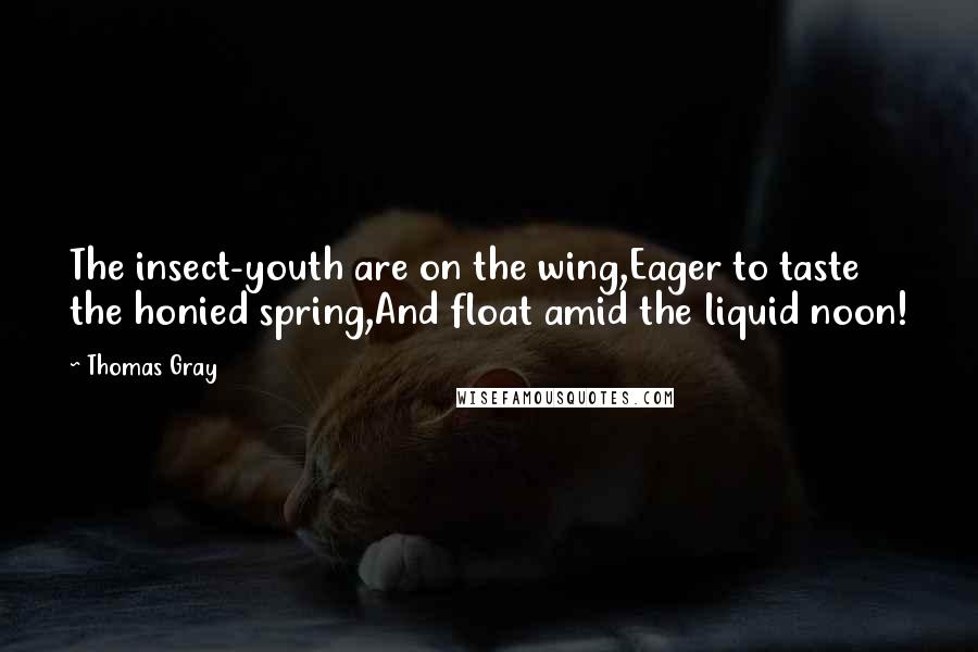Thomas Gray Quotes: The insect-youth are on the wing,Eager to taste the honied spring,And float amid the liquid noon!