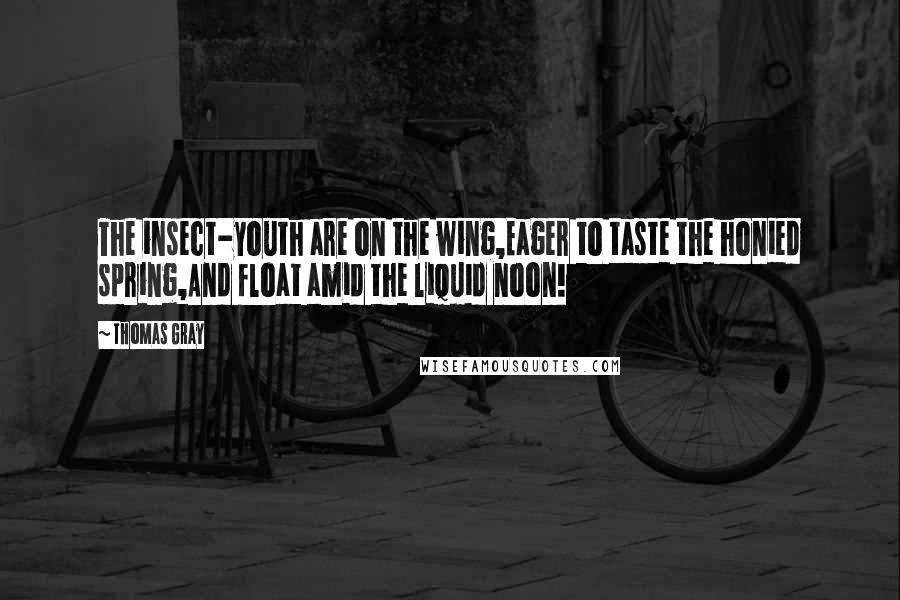 Thomas Gray Quotes: The insect-youth are on the wing,Eager to taste the honied spring,And float amid the liquid noon!