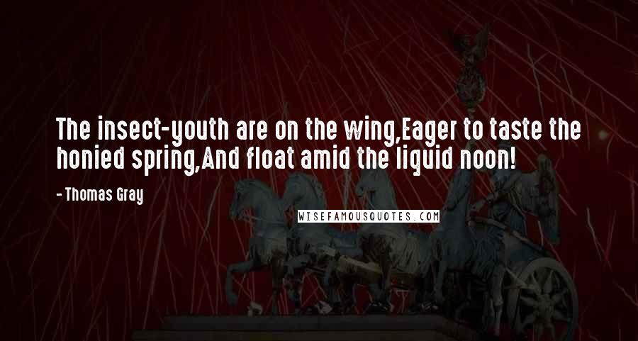 Thomas Gray Quotes: The insect-youth are on the wing,Eager to taste the honied spring,And float amid the liquid noon!