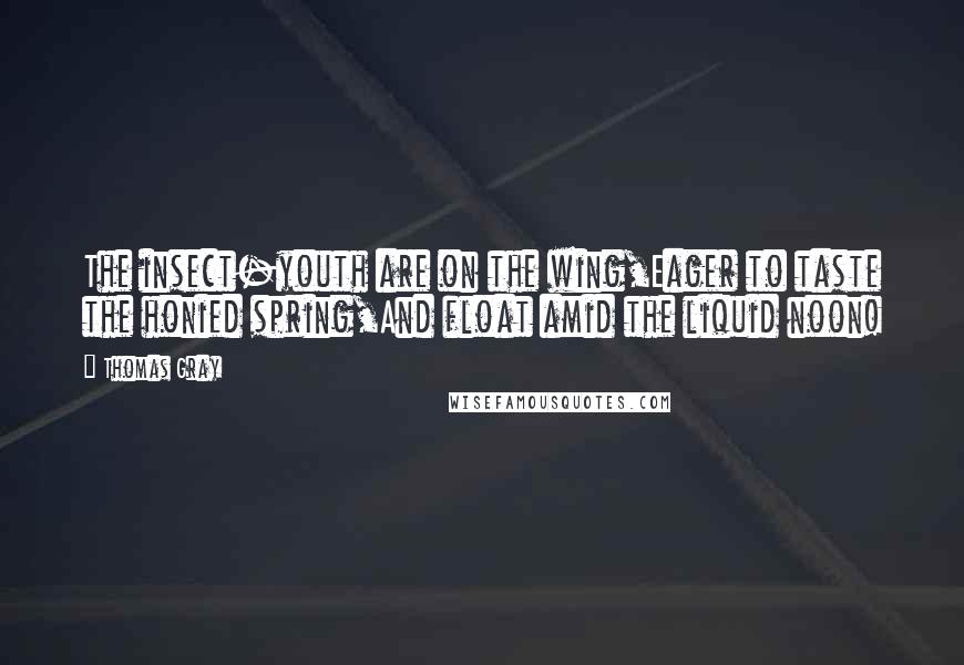 Thomas Gray Quotes: The insect-youth are on the wing,Eager to taste the honied spring,And float amid the liquid noon!