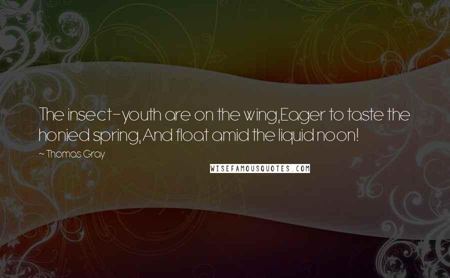 Thomas Gray Quotes: The insect-youth are on the wing,Eager to taste the honied spring,And float amid the liquid noon!