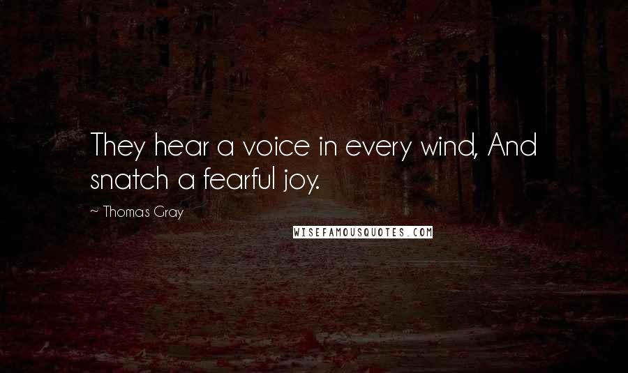 Thomas Gray Quotes: They hear a voice in every wind, And snatch a fearful joy.