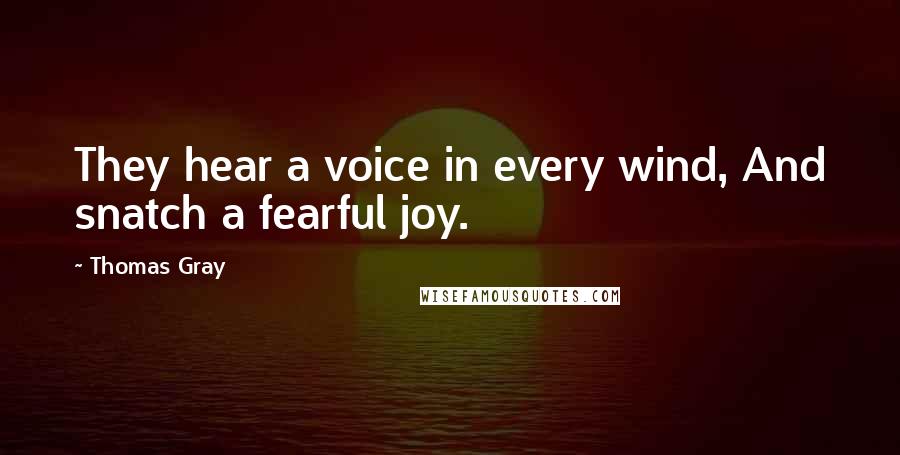 Thomas Gray Quotes: They hear a voice in every wind, And snatch a fearful joy.