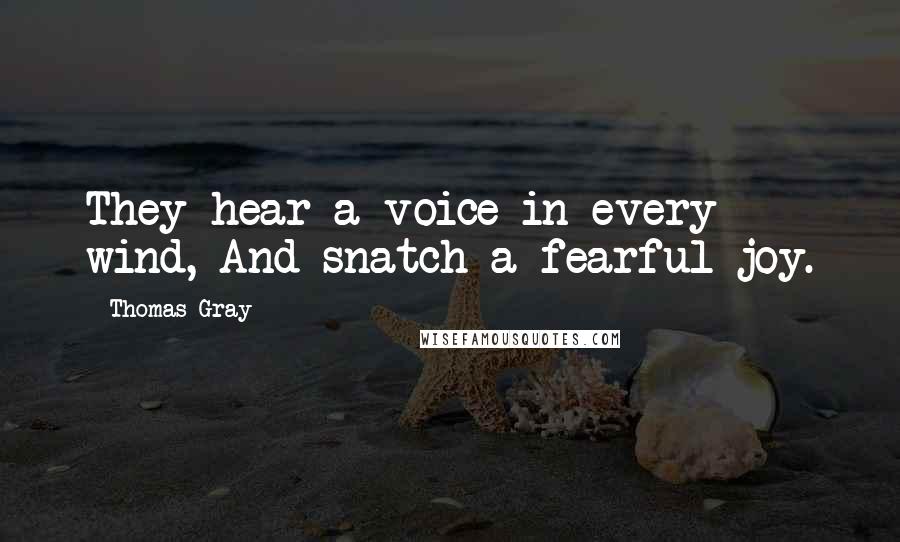 Thomas Gray Quotes: They hear a voice in every wind, And snatch a fearful joy.