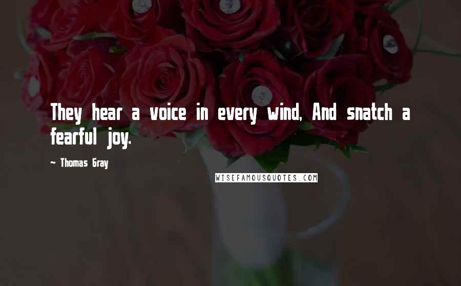 Thomas Gray Quotes: They hear a voice in every wind, And snatch a fearful joy.