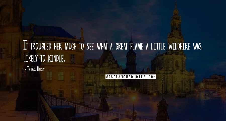 Thomas Hardy Quotes: It troubled her much to see what a great flame a little wildfire was likely to kindle.