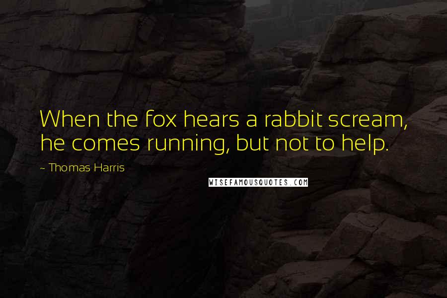 Thomas Harris Quotes: When the fox hears a rabbit scream, he comes running, but not to help.