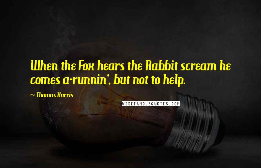 Thomas Harris Quotes: When the Fox hears the Rabbit scream he comes a-runnin', but not to help.