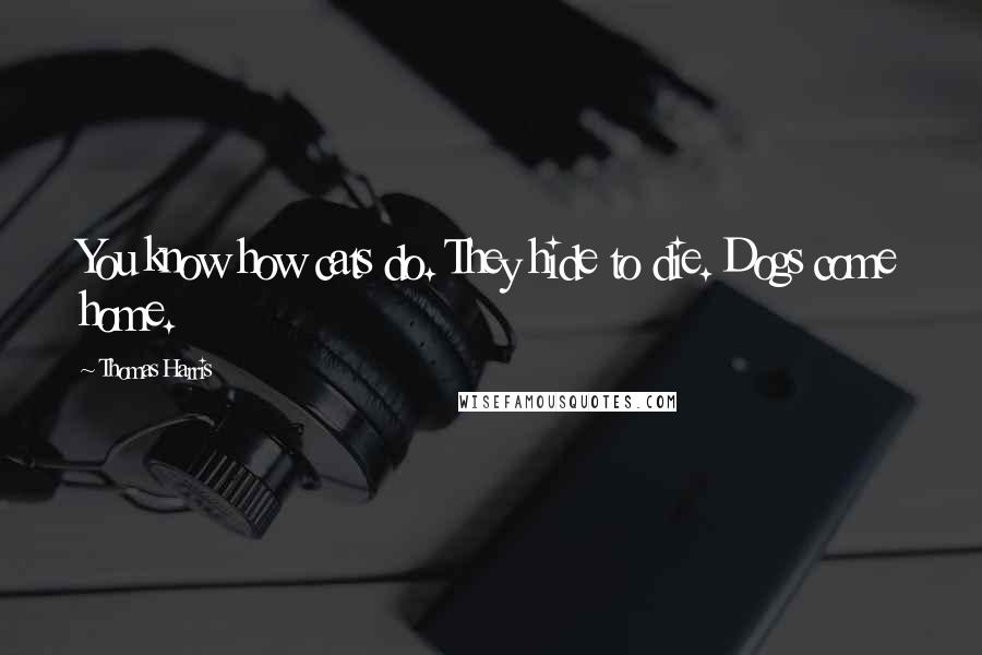 Thomas Harris Quotes: You know how cats do. They hide to die. Dogs come home.