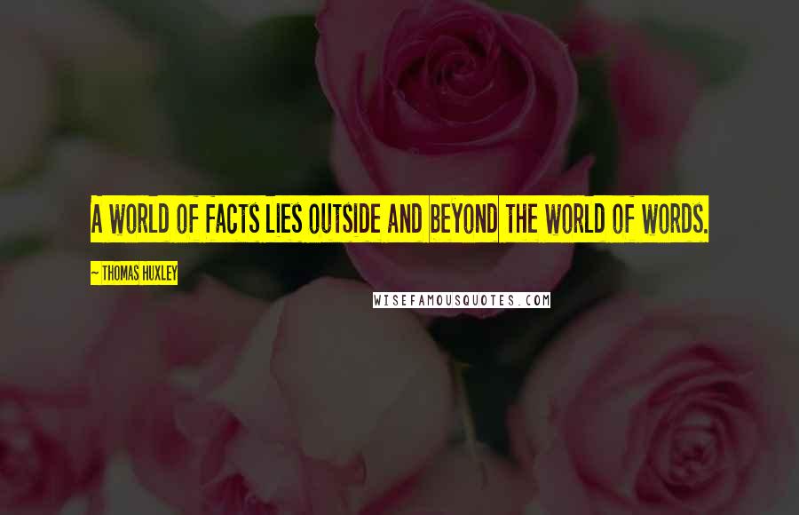 Thomas Huxley Quotes: A world of facts lies outside and beyond the world of words.