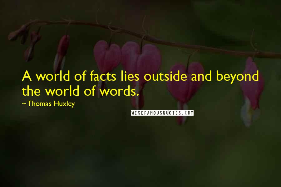 Thomas Huxley Quotes: A world of facts lies outside and beyond the world of words.