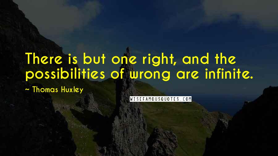 Thomas Huxley Quotes: There is but one right, and the possibilities of wrong are infinite.