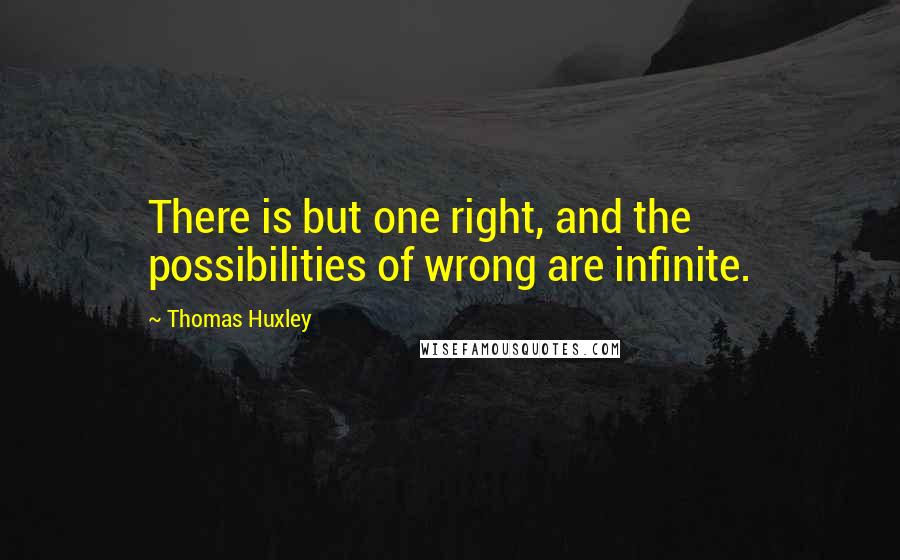 Thomas Huxley Quotes: There is but one right, and the possibilities of wrong are infinite.