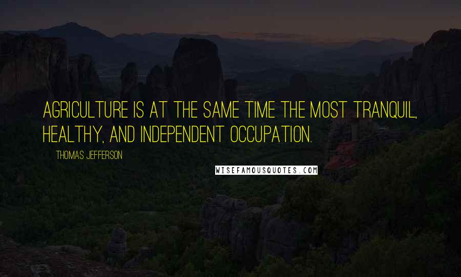 Thomas Jefferson Quotes: Agriculture is at the same time the most tranquil, healthy, and independent occupation.