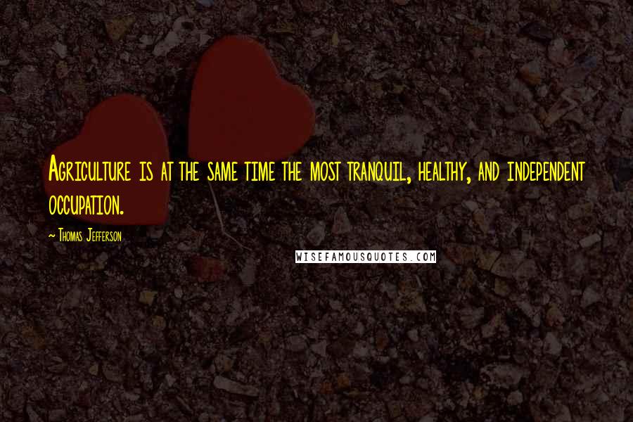 Thomas Jefferson Quotes: Agriculture is at the same time the most tranquil, healthy, and independent occupation.