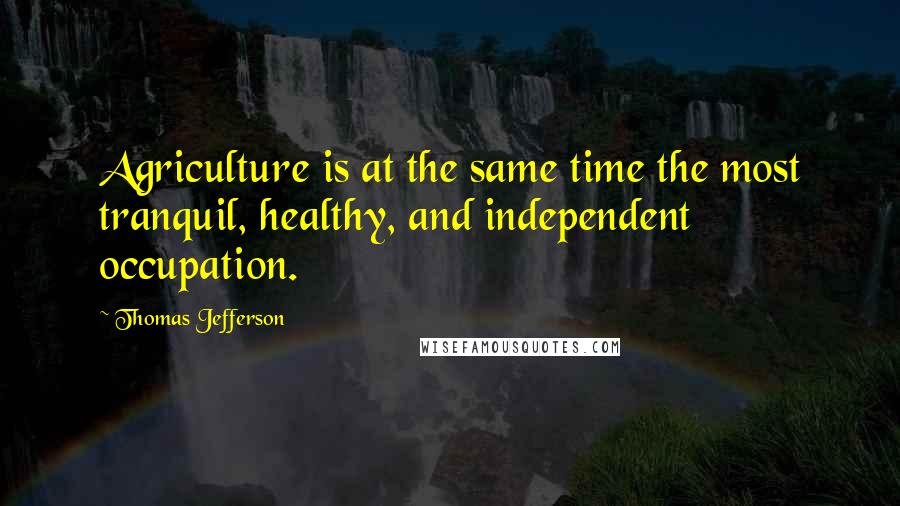 Thomas Jefferson Quotes: Agriculture is at the same time the most tranquil, healthy, and independent occupation.
