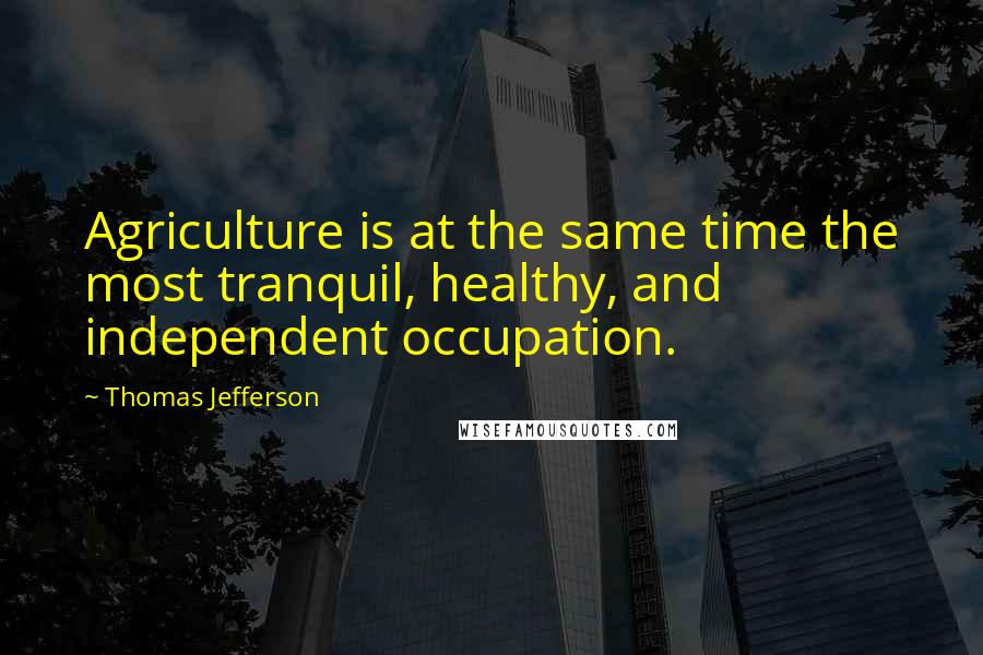 Thomas Jefferson Quotes: Agriculture is at the same time the most tranquil, healthy, and independent occupation.