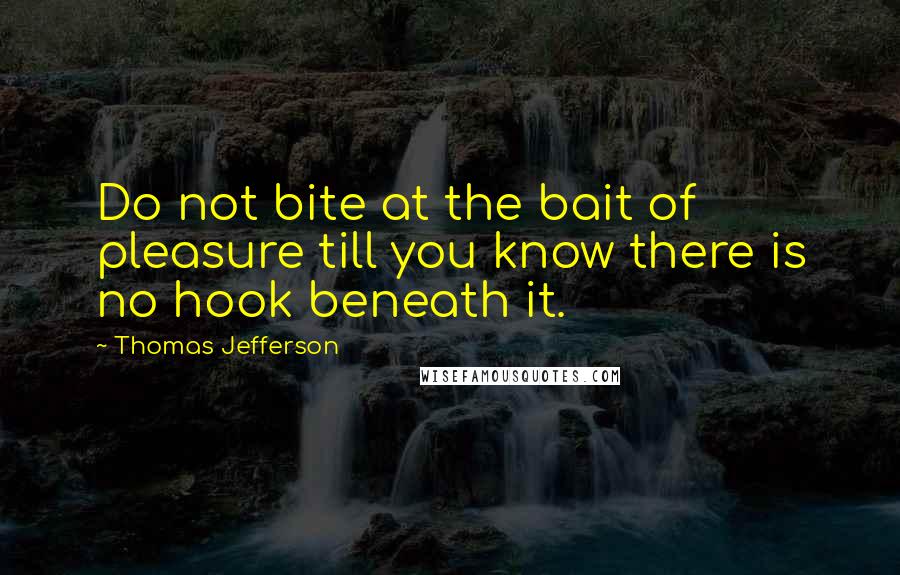 Thomas Jefferson Quotes: Do not bite at the bait of pleasure till you know there is no hook beneath it.