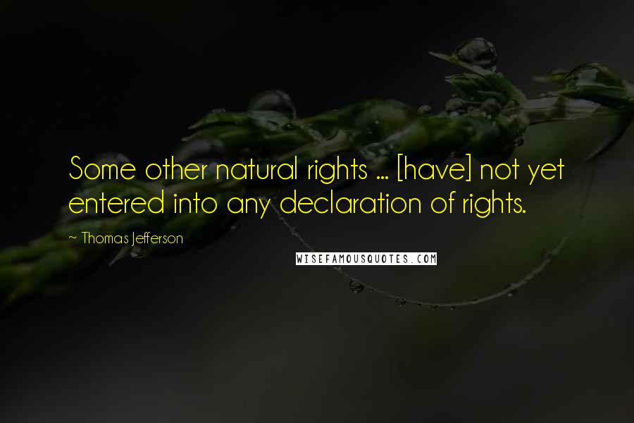 Thomas Jefferson Quotes: Some other natural rights ... [have] not yet entered into any declaration of rights.