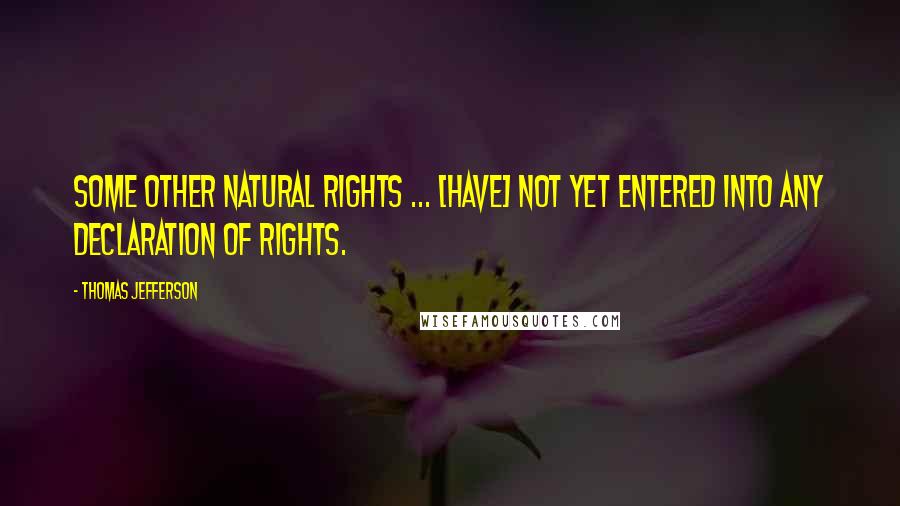 Thomas Jefferson Quotes: Some other natural rights ... [have] not yet entered into any declaration of rights.