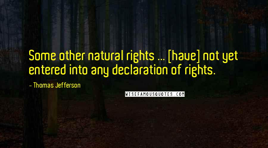 Thomas Jefferson Quotes: Some other natural rights ... [have] not yet entered into any declaration of rights.