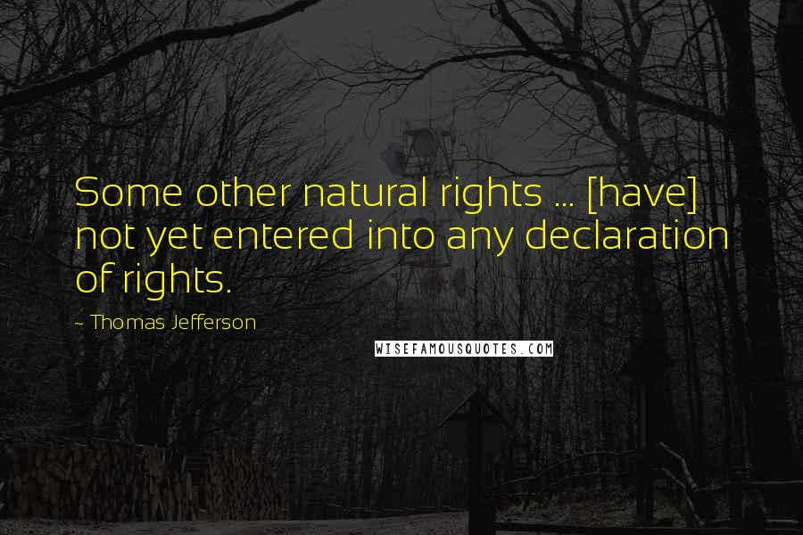 Thomas Jefferson Quotes: Some other natural rights ... [have] not yet entered into any declaration of rights.