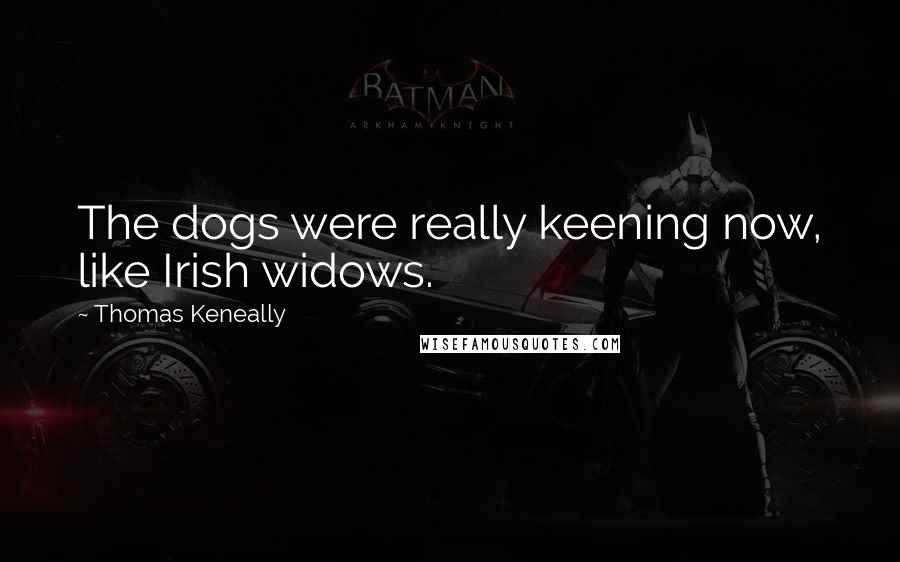 Thomas Keneally Quotes: The dogs were really keening now, like Irish widows.