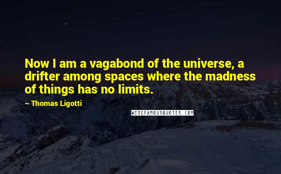 Thomas Ligotti Quotes: Now I am a vagabond of the universe, a drifter among spaces where the madness of things has no limits.