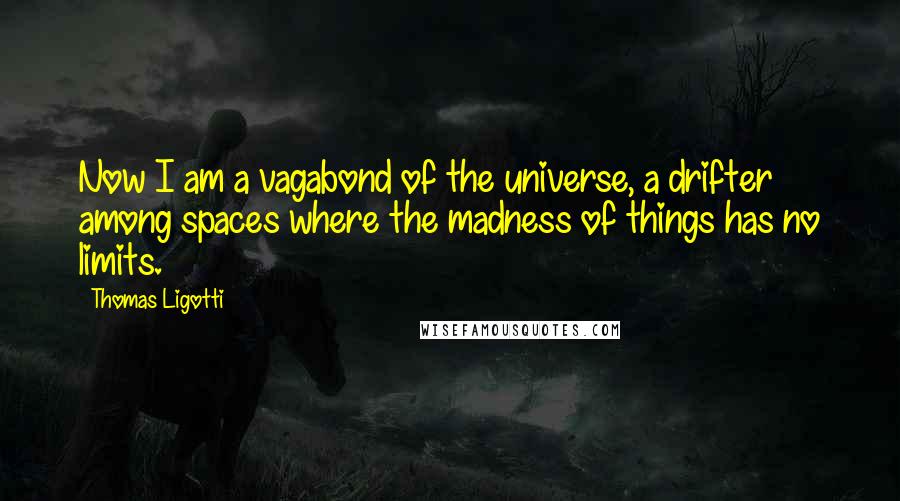 Thomas Ligotti Quotes: Now I am a vagabond of the universe, a drifter among spaces where the madness of things has no limits.