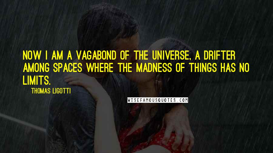 Thomas Ligotti Quotes: Now I am a vagabond of the universe, a drifter among spaces where the madness of things has no limits.