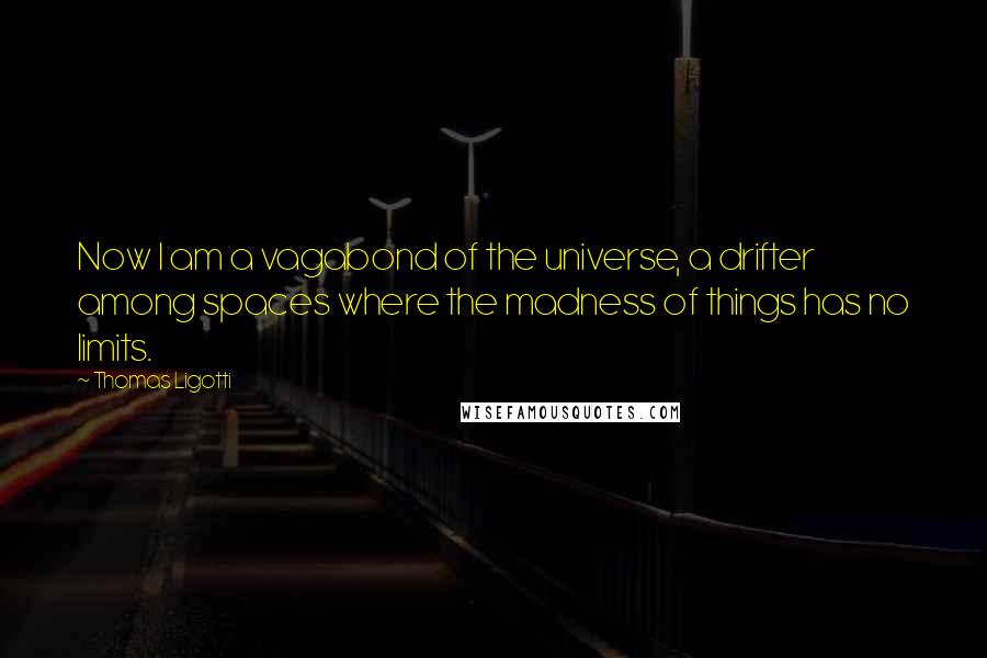 Thomas Ligotti Quotes: Now I am a vagabond of the universe, a drifter among spaces where the madness of things has no limits.