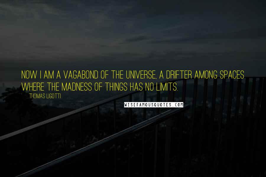 Thomas Ligotti Quotes: Now I am a vagabond of the universe, a drifter among spaces where the madness of things has no limits.