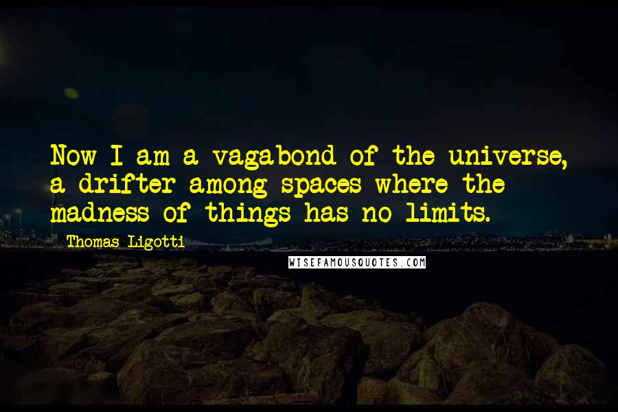 Thomas Ligotti Quotes: Now I am a vagabond of the universe, a drifter among spaces where the madness of things has no limits.