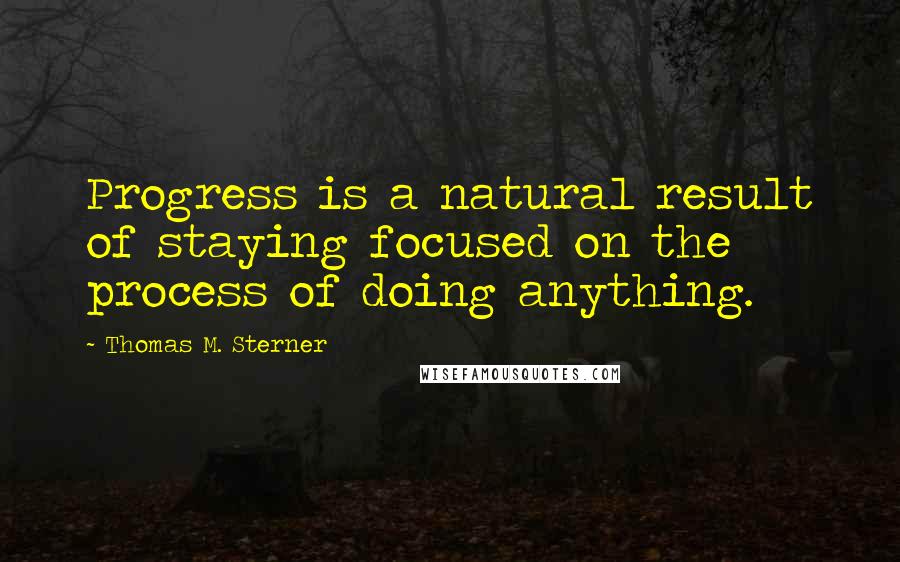 Thomas M. Sterner Quotes: Progress is a natural result of staying focused on the process of doing anything.