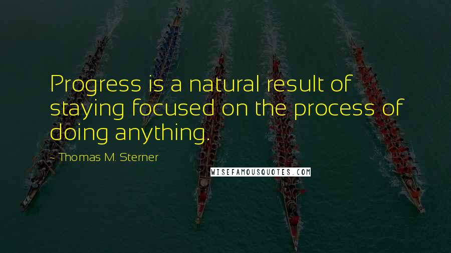 Thomas M. Sterner Quotes: Progress is a natural result of staying focused on the process of doing anything.