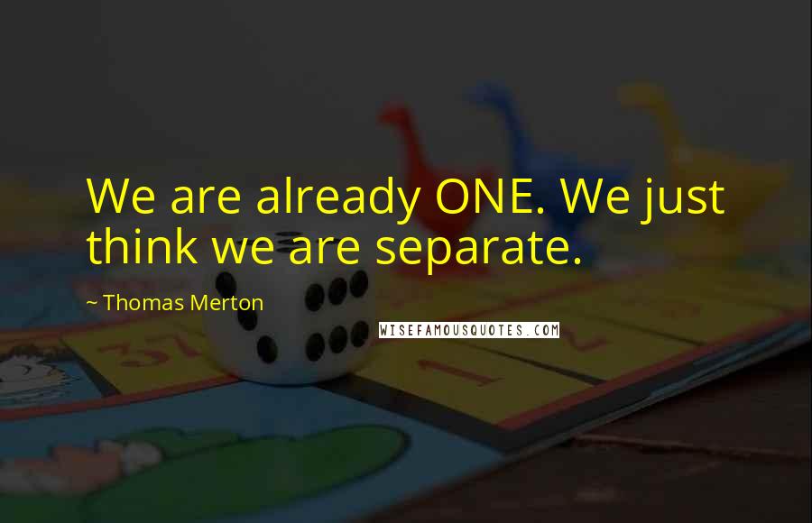 Thomas Merton Quotes: We are already ONE. We just think we are separate.