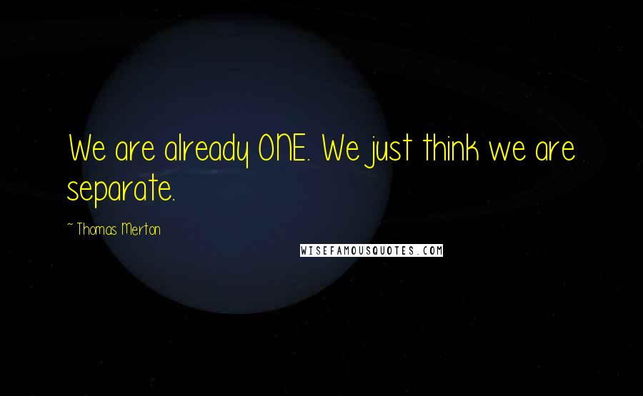 Thomas Merton Quotes: We are already ONE. We just think we are separate.