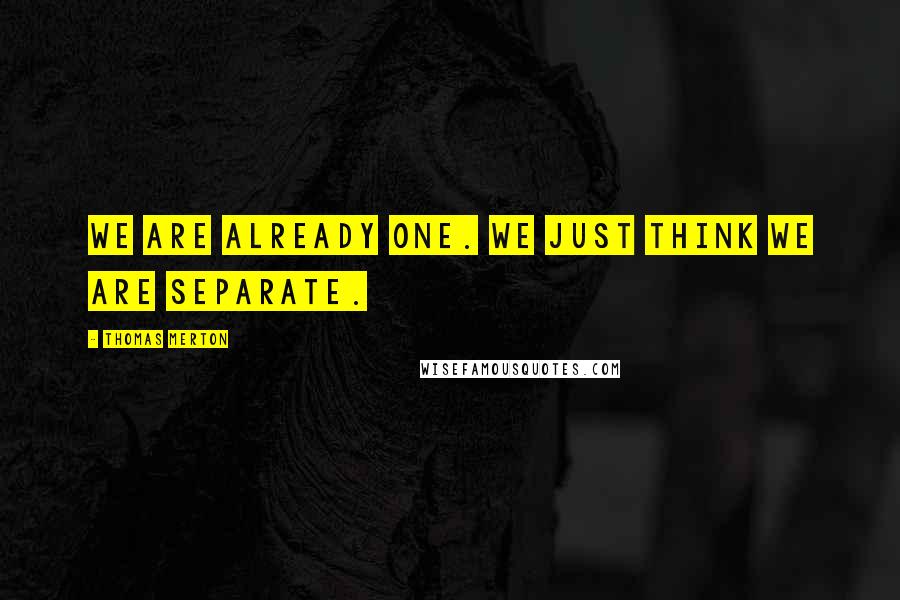 Thomas Merton Quotes: We are already ONE. We just think we are separate.