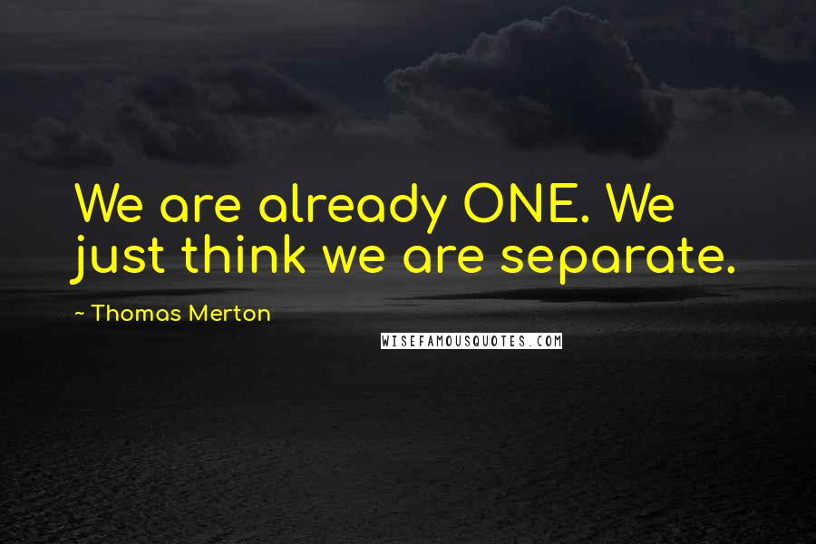 Thomas Merton Quotes: We are already ONE. We just think we are separate.