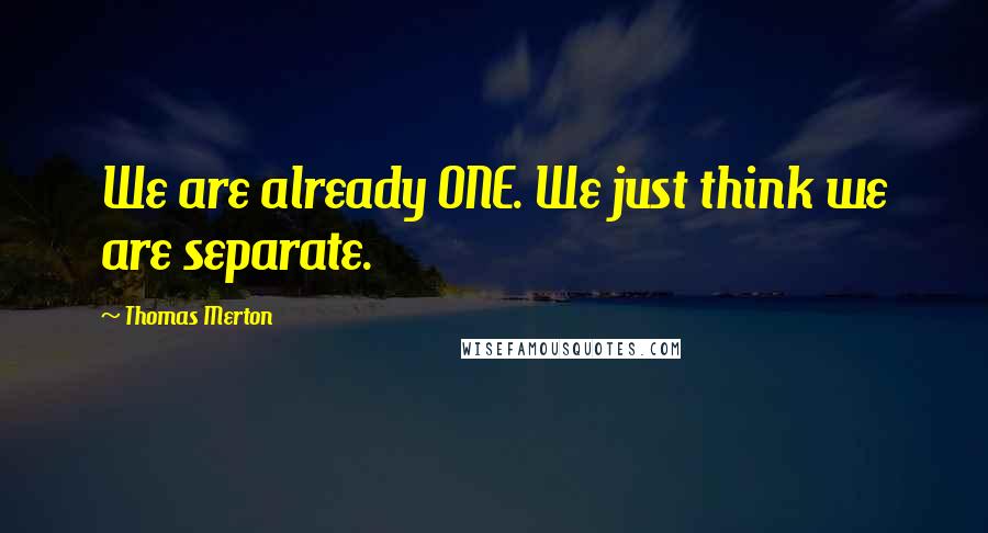 Thomas Merton Quotes: We are already ONE. We just think we are separate.