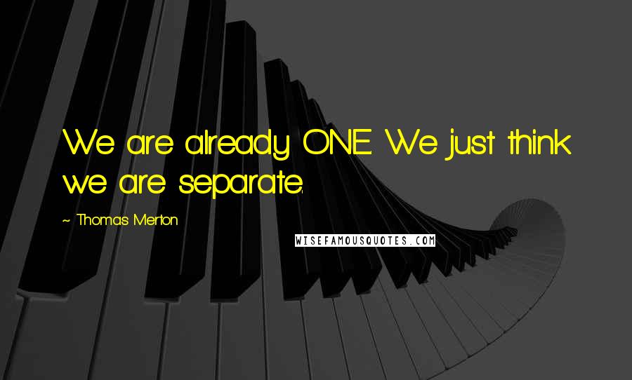 Thomas Merton Quotes: We are already ONE. We just think we are separate.