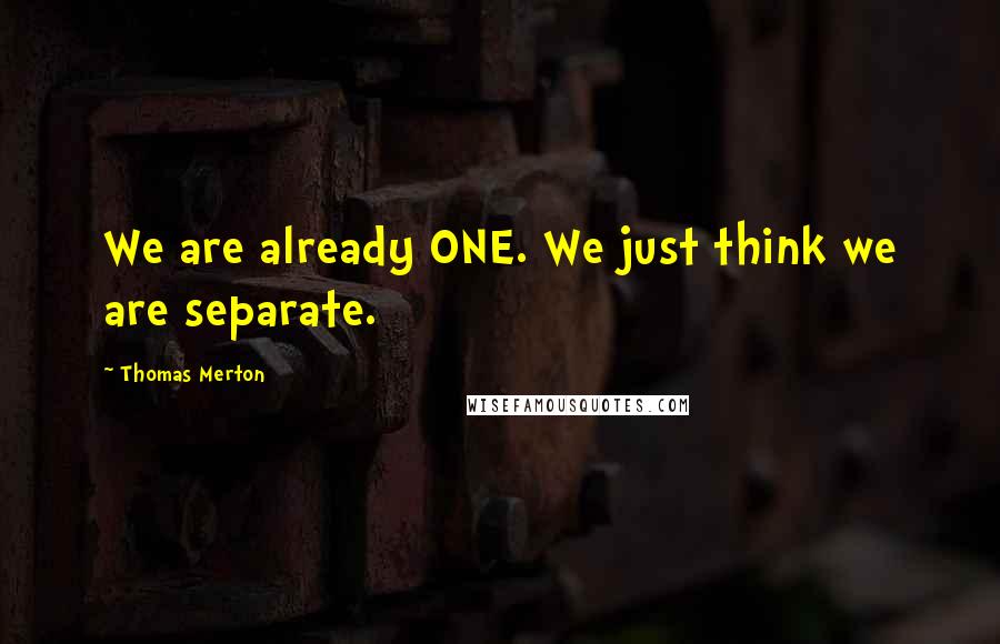 Thomas Merton Quotes: We are already ONE. We just think we are separate.