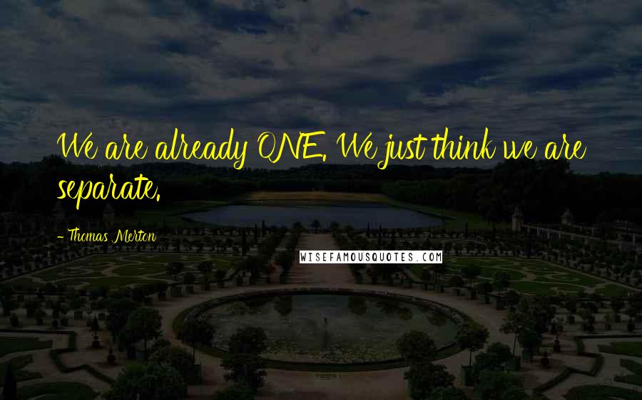 Thomas Merton Quotes: We are already ONE. We just think we are separate.