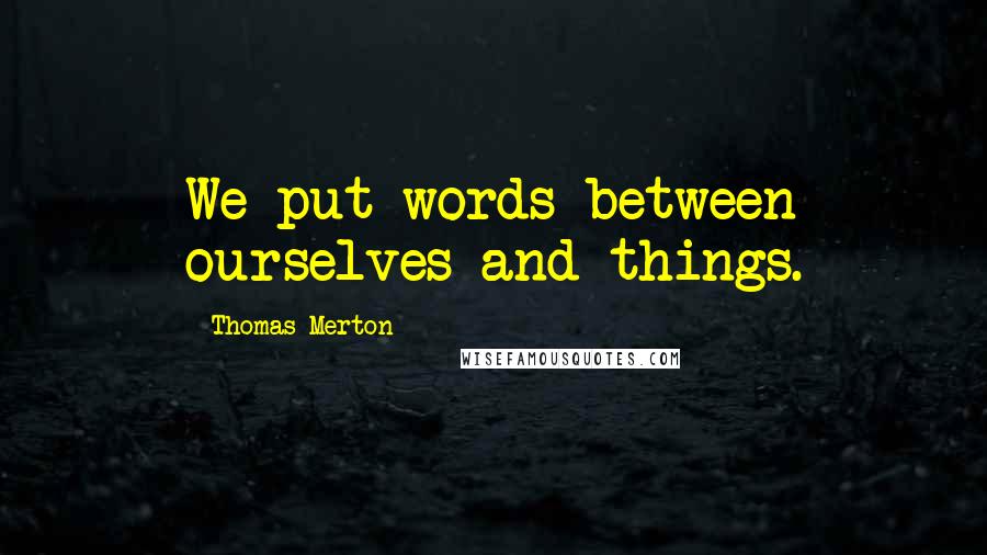 Thomas Merton Quotes: We put words between ourselves and things.